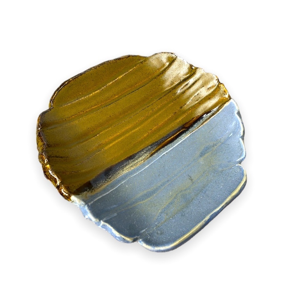 Stoneware Pottery Footed Ceramic Trinket Tray Spoon Rest‎ Soap Dish 7" x 7” x 2”